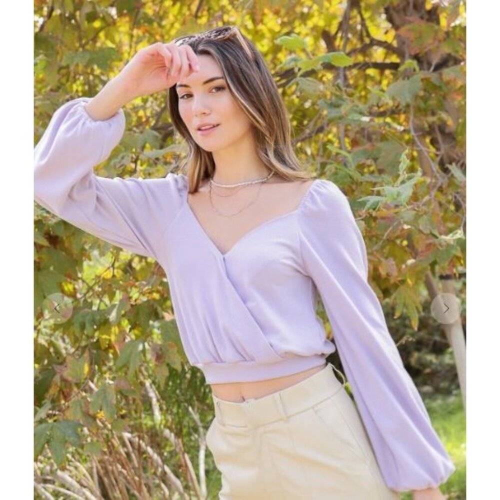 Lumiere Light Purple Wrap Blouse - Picture 3 of 4